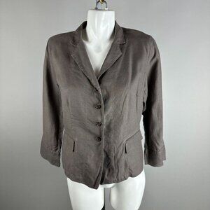 Gerard Darel Gray Brown Linen Blazer Jacket Size Medium Womens Lightweight